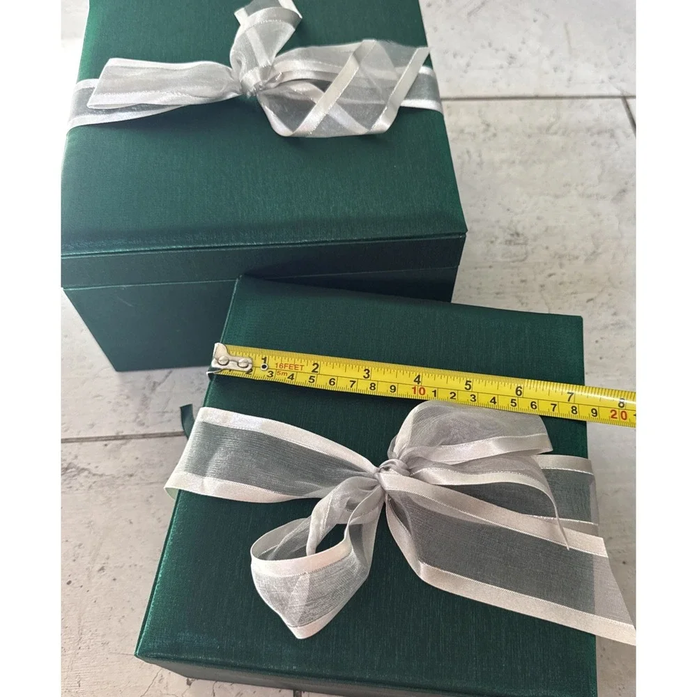 Vintage Marshall Field's Genuine Green SilkSatin GiftBoxes Med&Small (set of 2)